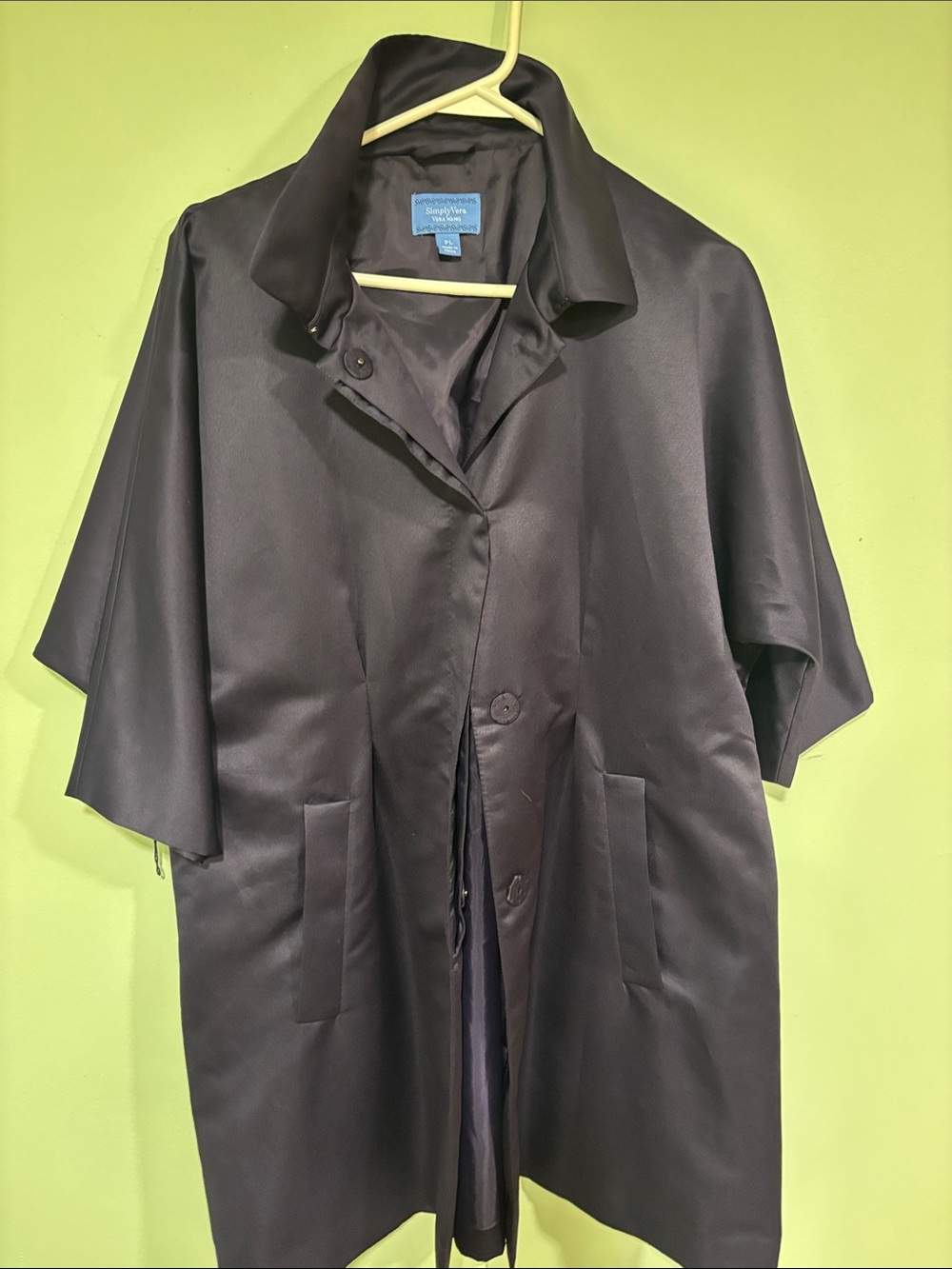 Simply Vera Vera Wang Satin-Like Dark Plum Trench Coat